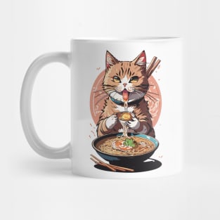 Drooling Cat Eating Ramen Mug